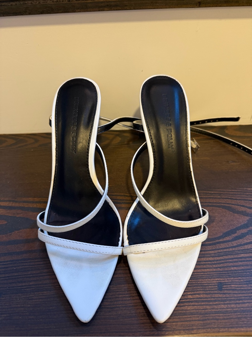 White Strappy Pointed-Toe Heels